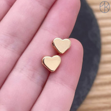 Бусина сердце, цвет золото 7 мм 