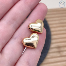 Бусина сердце гладкое, цвет золото 15х12 мм