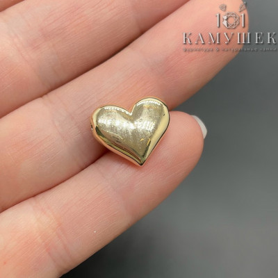 Бусина сердце гладкое, цвет золото 15х12 мм
