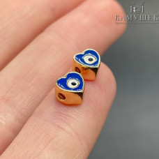 Бусина сердце глаз, цвет золото 6 мм 