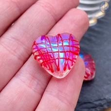 Бусина, Сердце красное паутина 19*20 мм