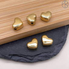 Бусина сердце сталь 10 мм, цвет золото 18К