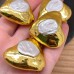 Бусина сердце жемчуг барокко, цвет золото ~ 30 мм 