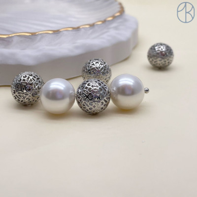 Бусина шар № 4, цвет серебро 11,5 мм