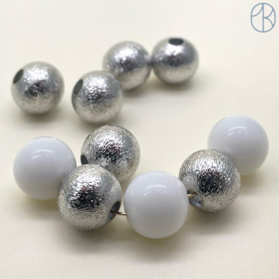 Бусина шар, цвет серебро 10 мм
