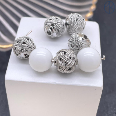 Бусина шар, цвет серебро 10 мм