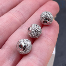 Бусина шар, цвет серебро 10 мм