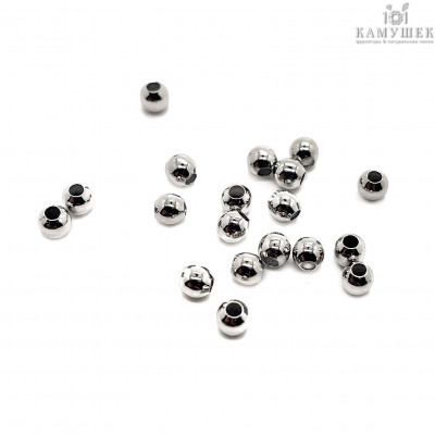 Бусина шар, цвет серебро 3 мм уп. 1гр 