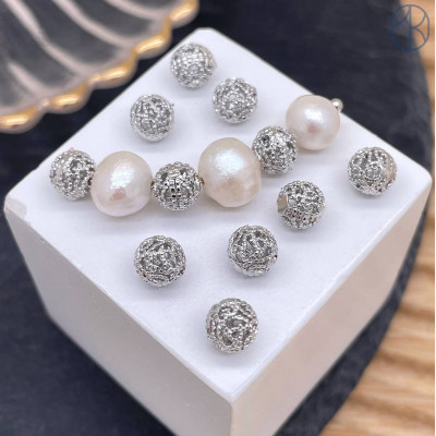 Бусина шар, цвет серебро 6 мм 