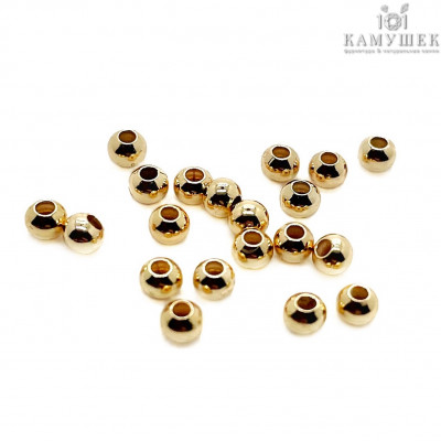 Бусина шар, цвет золото 3 мм уп. 1гр