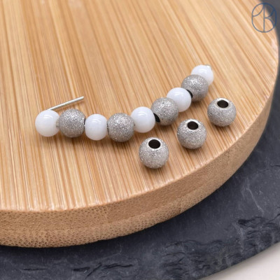 Бусина шар фактурный сталь 5 мм, цвет серебро 