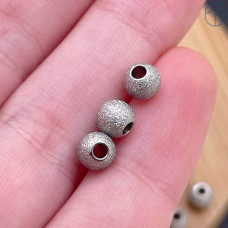 Бусина шар фактурный сталь 5 мм, цвет серебро 