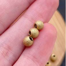 Бусина шар фактурный сталь 5 мм, цвет золото 18К Бусина шар фактурный сталь 5 мм, цвет золото 18К