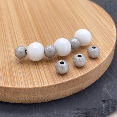 Бусина шар фактурный сталь 6 мм, цвет серебро 