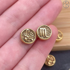 Бусина Скорпион сталь, цвет золото 10 мм