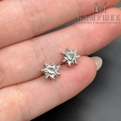 Бусина солнце, цвет серебро 8 мм 