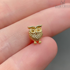 Бусина сова, цвет золото 8х7 мм
