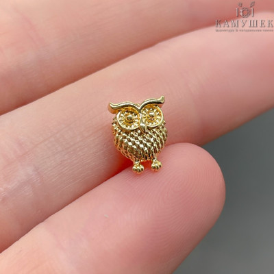 Бусина сова, цвет золото 8х7 мм