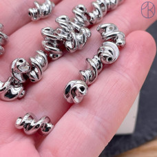 Бусина спираль, цвет серебро 7х11 мм 