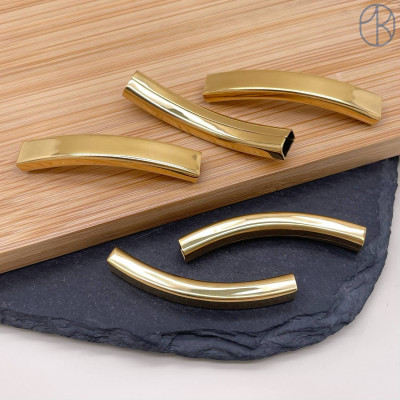 Бусина сталь 40х6 мм, цвет золото 18К 