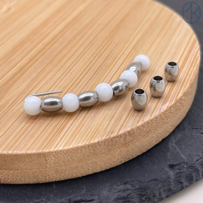 Бусина сталь 5х2 мм, цвет серебро 