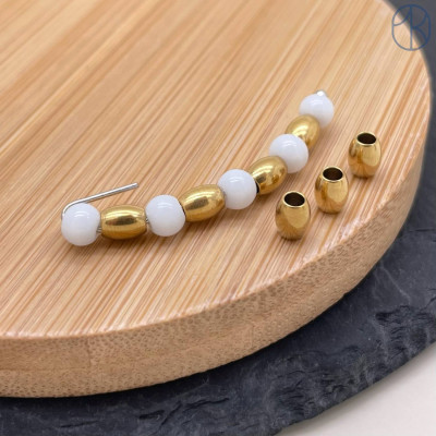 Бусина сталь 5х2 мм, цвет золото 18К