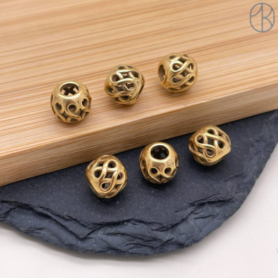 Бусина сталь бесконечность, цвет золото 8 мм