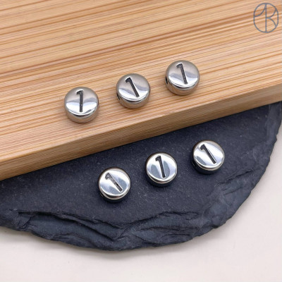 Бусина сталь цифра 1, цвет серебро 6 мм