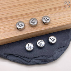 Бусина сталь цифра 4, цвет серебро 6 мм