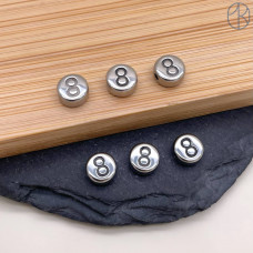 Бусина сталь цифра 8, цвет серебро 6 мм