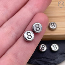 Бусина сталь цифра 8, цвет серебро 6 мм