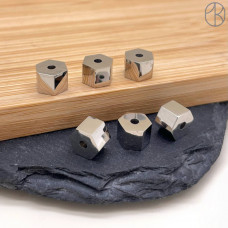 Бусина сталь цилиндр, цвет серебро 8х6 мм 