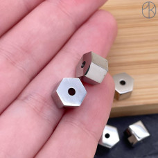 Бусина сталь цилиндр, цвет серебро 8х6 мм 