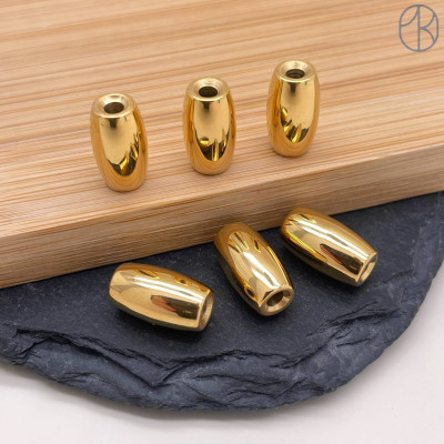 Бусина сталь цилиндр, цвет золото 13 мм 