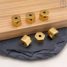 Бусина сталь цилиндр, цвет золото 8х6 мм 