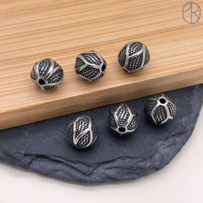 Бусина сталь, цвет серебро 10 мм