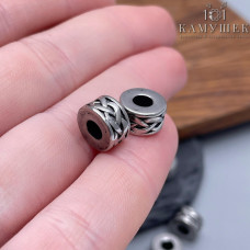 Бусина сталь, цвет серебро 10х6 мм