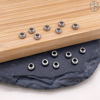 Бусина сталь, цвет серебро 4х2 мм 