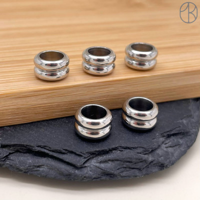 Бусина сталь, цвет серебро 6х10 мм