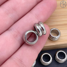 Бусина сталь, цвет серебро 6х10 мм