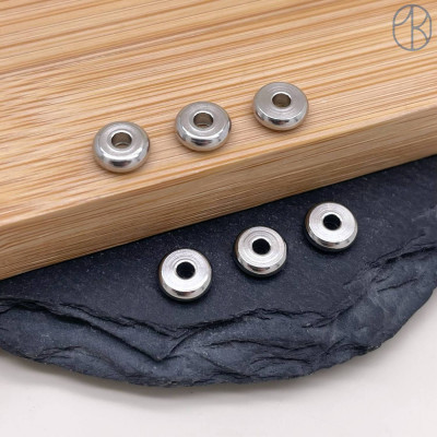 Бусина сталь, цвет серебро 6х2 мм 