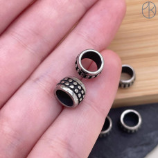 Бусина сталь, цвет серебро 9х6 мм 