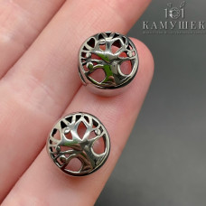 Бусина сталь дерево счастья, цвет серебро 12 мм