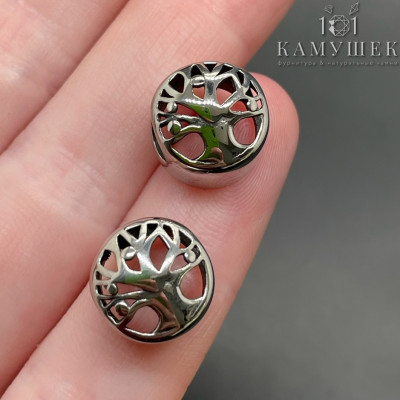 Бусина сталь дерево счастья, цвет серебро 12 мм