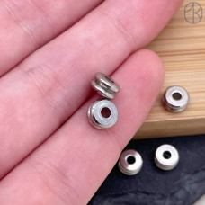 Бусина сталь двойная, цвет серебро 6х3 мм Бусина сталь двойная, цвет серебро 6х3 мм