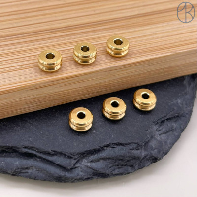 Бусина сталь двойная, цвет золото 6х3 мм 