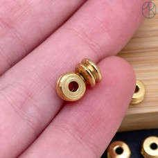 Бусина сталь двойная, цвет золото 6х3 мм Бусина сталь двойная, цвет золото 6х3 мм