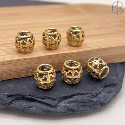 Бусина сталь клевер, цвет золото 9 мм