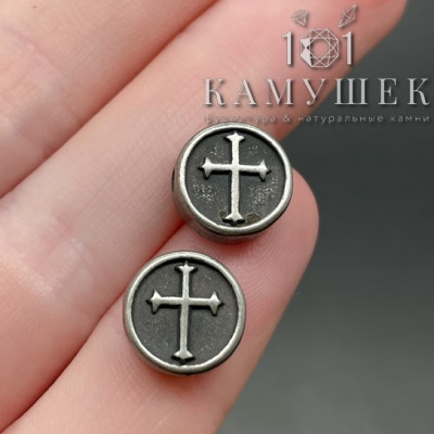 Бусина сталь крест 10 мм