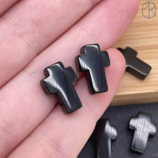 Бусина сталь крест, цвет черный 14 мм Бусина сталь крест, цвет черный 14 мм